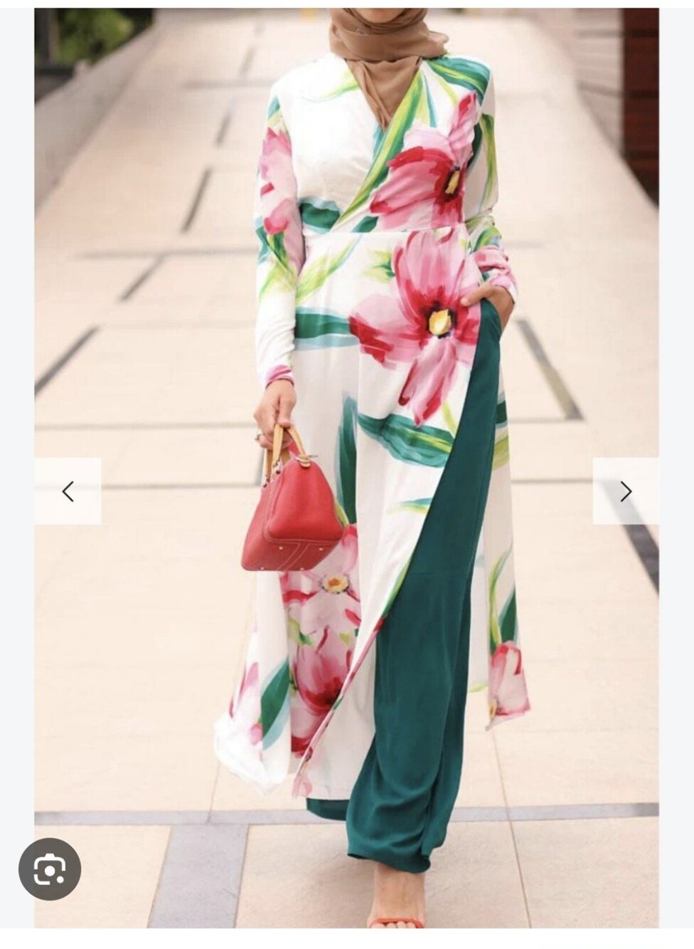 Annah Hariri's Betul Modest Tunic: Elegant Floral Print Size US 12 NWT